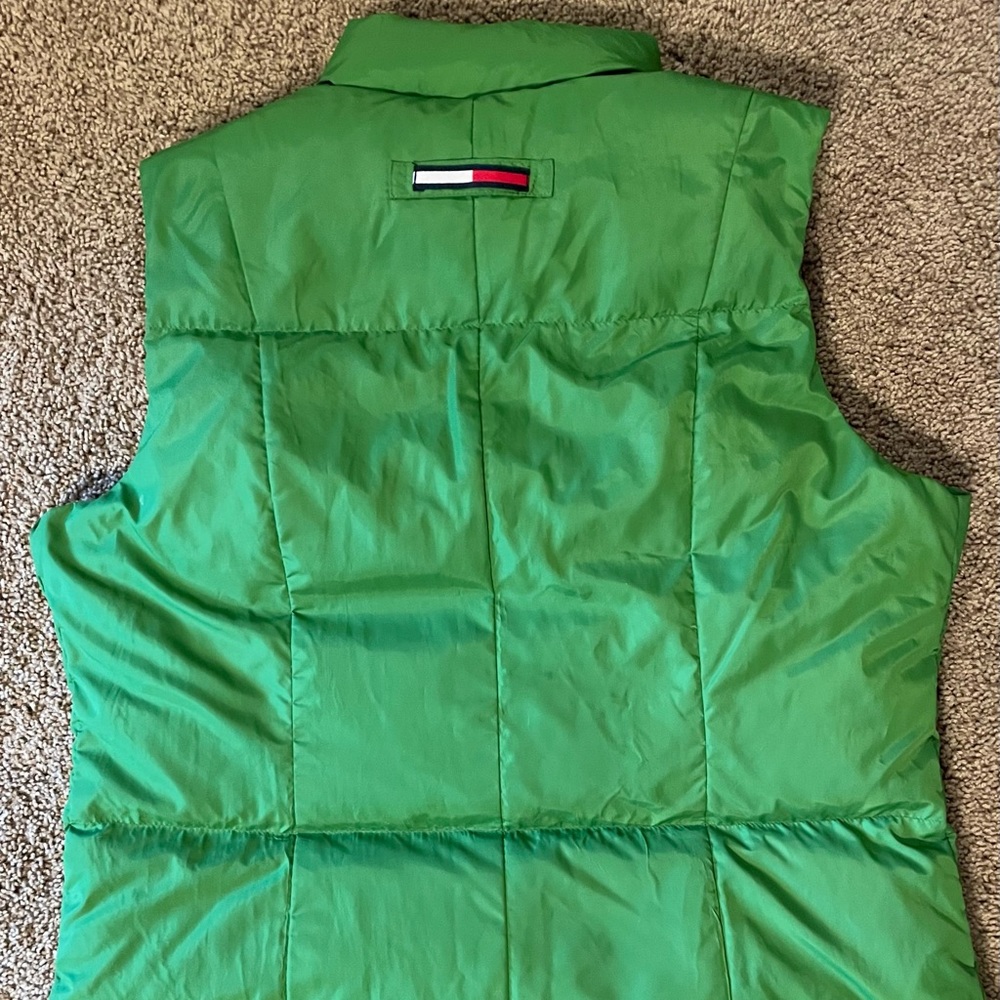 Tommy Hilfiger Womens Duck Down VTG Green Puffer Vest Petite L LOGO - Picture 2 of 5